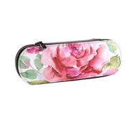 MIJKO Hermosas Flores Rosa Flor Rosa Floral, Estuche para lápices Estuche para lápices de Cuero de PU Estuche para lápices de Gran Capacidad Estuche para lápices Bolsa de cosméticos