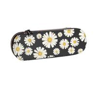 MIJKO Hermosas Margaritas Blancas, Estuche para lápices Estuche para lápices de Cuero de PU Estuche para lápices de Gran Capacidad Estuche para lápices Bolsa de cosméticos