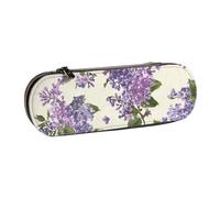 MIJKO Hermoso Estampado de Flores moradas., Estuche para lápices Estuche para lápices de Cuero de PU Estuche para lápices de Gran Capacidad Estuche para lápices Bolsa de cosméticos