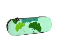 MIJKO Hoja de Ginkgo Biloba de Acuarela, Estuche para lápices Estuche para lápices de Cuero de PU Estuche para lápices de Gran Capacidad Estuche para lápices Bolsa de cosméticos