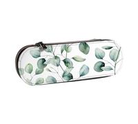 MIJKO Hojas de eucalipto, Estuche para lápices Estuche para lápices de Cuero de PU Estuche para lápices de Gran Capacidad Estuche para lápices Bolsa de cosméticos