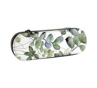 MIJKO Hojas De Eucalipto Verde Estampadas, Estuche para lápices Estuche para lápices de Cuero de PU Estuche para lápices de Gran Capacidad Estuche para lápices Bolsa de cosméticos