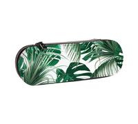 MIJKO Hojas De Palma Verde Tropical Hoja De Selva, Estuche para lápices Estuche para lápices de Cuero de PU Estuche para lápices de Gran Capacidad Estuche para lápices Bolsa de cosméticos