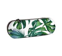 MIJKO Hojas de Palmeras Tropicales, Estuche para lápices Estuche para lápices de Cuero de PU Estuche para lápices de Gran Capacidad Estuche para lápices Bolsa de cosméticos