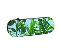 MIJKO Hojas de Palmeras Tropicales, Estuche para lápices Estuche para lápices de Cuero de PU Estuche para lápices de Gran Capacidad Estuche para lápices Bolsa de cosméticos