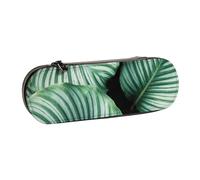 MIJKO Hojas de Plantas Tropicales Verdes Impresas, Estuche para lápices Estuche para lápices de Cuero de PU Estuche para lápices de Gran Capacidad Estuche para lápices Bolsa de cosméticos