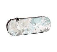 MIJKO Hojas Gris Menta, Estuche para lápices Estuche para lápices de Cuero de PU Estuche para lápices de Gran Capacidad Estuche para lápices Bolsa de cosméticos