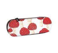 MIJKO Hongos Rojos del agárico de Mosca, Estuche para lápices Estuche para lápices de Cuero de PU Estuche para lápices de Gran Capacidad Estuche para lápices Bolsa de cosméticos