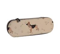 MIJKO Huellas de Patas de Pastor alemán, Estuche para lápices Estuche para lápices de Cuero de PU Estuche para lápices de Gran Capacidad Estuche para lápices Bolsa de cosméticos