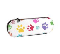 MIJKO Huellas de Patas de Perro de Colores, Estuche para lápices Estuche para lápices de Cuero de PU Estuche para lápices de Gran Capacidad Estuche para lápices Bolsa de cosméticos