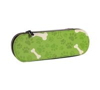MIJKO Huesos de Pata de Perro Verde, Estuche para lápices Estuche para lápices de Cuero de PU Estuche para lápices de Gran Capacidad Estuche para lápices Bolsa de cosméticos