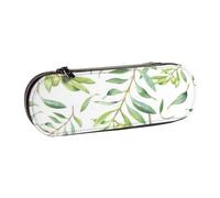 MIJKO Impresión artística de Olivo de Hoja Verde, Estuche para lápices Estuche para lápices de Cuero de PU Estuche para lápices de Gran Capacidad Estuche para lápices Bolsa de cosméticos