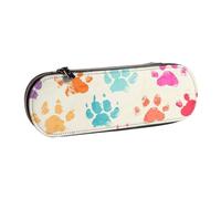 MIJKO Impresión Colorida de la Pata de los Perros, Estuche para lápices Estuche para lápices de Cuero de PU Estuche para lápices de Gran Capacidad Estuche para lápices Bolsa de cosméticos