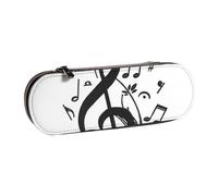 MIJKO Impresión de Notas Musicales Negras, Estuche para lápices Estuche para lápices de Cuero de PU Estuche para lápices de Gran Capacidad Estuche para lápices Bolsa de cosméticos