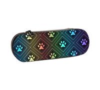 MIJKO Impresión de Pata de Perro arcoíris, Estuche para lápices Estuche para lápices de Cuero de PU Estuche para lápices de Gran Capacidad Estuche para lápices Bolsa de cosméticos