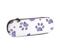 MIJKO Impresión de Pata Morada con corazón, Estuche para lápices Estuche para lápices de Cuero de PU Estuche para lápices de Gran Capacidad Estuche para lápices Bolsa de cosméticos