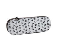 MIJKO Impresión de Pata Negra sobre Gris, Estuche para lápices Estuche para lápices de Cuero de PU Estuche para lápices de Gran Capacidad Estuche para lápices Bolsa de cosméticos
