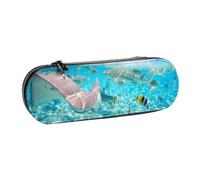 MIJKO Impresión de Peces de Colores, Estuche para lápices Estuche para lápices de Cuero de PU Estuche para lápices de Gran Capacidad Estuche para lápices Bolsa de cosméticos