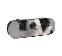 MIJKO Impresión de Perro Border Collie, Estuche para lápices Estuche para lápices de Cuero de PU Estuche para lápices de Gran Capacidad Estuche para lápices Bolsa de cosméticos