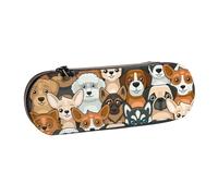MIJKO Impresión de Perro Estilo Dibujos Animados, Estuche para lápices Estuche para lápices de Cuero de PU Estuche para lápices de Gran Capacidad Estuche para lápices Bolsa de cosméticos