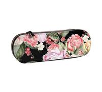 MIJKO Impresión de Rosas y Flores de peonía, Estuche para lápices Estuche para lápices de Cuero de PU Estuche para lápices de Gran Capacidad Estuche para lápices Bolsa de cosméticos