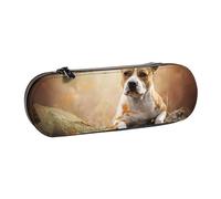 MIJKO Impresión de Staffordshire Terrier Americano, Estuche para lápices Estuche para lápices de Cuero de PU Estuche para lápices de Gran Capacidad Estuche para lápices Bolsa de cosméticos