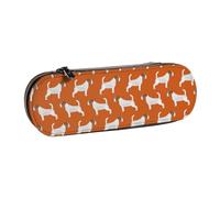 MIJKO Jack Russell Terriers Naranja Lindo Perro Jack Russells, Estuche para lápices Estuche para lápices de Cuero de PU Estuche para lápices de Gran Capacidad Estuche para lápices Bolsa de cosméticos