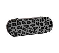 MIJKO Leopardo Gris y Negro, Estuche para lápices Estuche para lápices de Cuero de PU Estuche para lápices de Gran Capacidad Estuche para lápices Bolsa de cosméticos