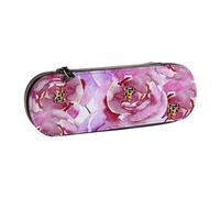 MIJKO Lila Violeta Y Púrpura Acuarela Peonías Rosas, Estuche para lápices Estuche para lápices de Cuero de PU Estuche para lápices de Gran Capacidad Estuche para lápices Bolsa de cosméticos