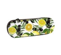 MIJKO Limón Y Oliva, Estuche para lápices Estuche para lápices de Cuero de PU Estuche para lápices de Gran Capacidad Estuche para lápices Bolsa de cosméticos