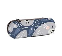 MIJKO Linda Foca, Estuche para lápices Estuche para lápices de Cuero de PU Estuche para lápices de Gran Capacidad Estuche para lápices Bolsa de cosméticos