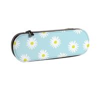 MIJKO Linda Margarita Flor Florales Azul, Estuche para lápices Estuche para lápices de Cuero de PU Estuche para lápices de Gran Capacidad Estuche para lápices Bolsa de cosméticos