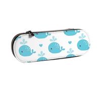 MIJKO Lindas Ballenas Azules, Estuche para lápices Estuche para lápices de Cuero de PU Estuche para lápices de Gran Capacidad Estuche para lápices Bolsa de cosméticos