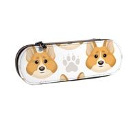 MIJKO Lindas Huellas de Patas de Cara de Perro, Estuche para lápices Estuche para lápices de Cuero de PU Estuche para lápices de Gran Capacidad Estuche para lápices Bolsa de cosméticos