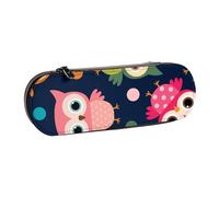 MIJKO Lindo Búho Estampado Animal Lunares, Estuche para lápices Estuche para lápices de Cuero de PU Estuche para lápices de Gran Capacidad Estuche para lápices Bolsa de cosméticos