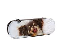 MIJKO Lindo, Chihuahua, Perro, Animal, Estuche para lápices Estuche para lápices de Cuero de PU Estuche para lápices de Gran Capacidad Estuche para lápices Bolsa de cosméticos