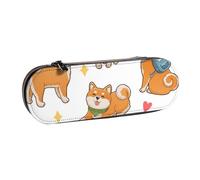 MIJKO Lindo, Divertido, Shiba inu, Estuche para lápices Estuche para lápices de Cuero de PU Estuche para lápices de Gran Capacidad Estuche para lápices Bolsa de cosméticos