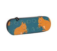 MIJKO Lindo patrón Animal Ardilla, Estuche para lápices Estuche para lápices de Cuero de PU Estuche para lápices de Gran Capacidad Estuche para lápices Bolsa de cosméticos