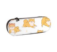 MIJKO Lindo patrón de Perros Shiba Inu, Estuche para lápices Estuche para lápices de Cuero de PU Estuche para lápices de Gran Capacidad Estuche para lápices Bolsa de cosméticos