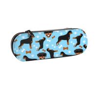 MIJKO Lindo patrón de Rottweiler, Estuche para lápices Estuche para lápices de Cuero de PU Estuche para lápices de Gran Capacidad Estuche para lápices Bolsa de cosméticos