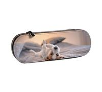 MIJKO Lindo Perrito Jack Russell Terrier, Estuche para lápices Estuche para lápices de Cuero de PU Estuche para lápices de Gran Capacidad Estuche para lápices Bolsa de cosméticos