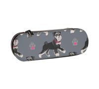 MIJKO Lindo Perro de Animal Schnauzer, Estuche para lápices Estuche para lápices de Cuero de PU Estuche para lápices de Gran Capacidad Estuche para lápices Bolsa de cosméticos