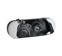 MIJKO Lindo Perro Pug Negro, Estuche para lápices Estuche para lápices de Cuero de PU Estuche para lápices de Gran Capacidad Estuche para lápices Bolsa de cosméticos