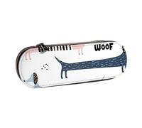 MIJKO Lindo Perro Salchicha Azul Marino, Estuche para lápices Estuche para lápices de Cuero de PU Estuche para lápices de Gran Capacidad Estuche para lápices Bolsa de cosméticos