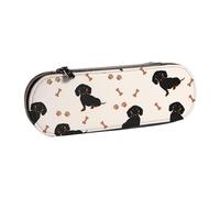 MIJKO Lindo Perro Salchicha, Estuche para lápices Estuche para lápices de Cuero de PU Estuche para lápices de Gran Capacidad Estuche para lápices Bolsa de cosméticos