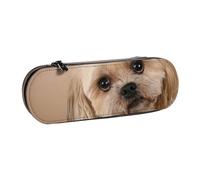 MIJKO Lindo Perro Shitzu, Estuche para lápices Estuche para lápices de Cuero de PU Estuche para lápices de Gran Capacidad Estuche para lápices Bolsa de cosméticos