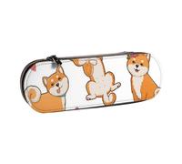 MIJKO Lindo Shiba Inu y patrón de Perro Divertido, Estuche para lápices Estuche para lápices de Cuero de PU Estuche para lápices de Gran Capacidad Estuche para lápices Bolsa de cosméticos