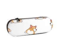MIJKO Lindo Trasero de Corgi, Estuche para lápices Estuche para lápices de Cuero de PU Estuche para lápices de Gran Capacidad Estuche para lápices Bolsa de cosméticos