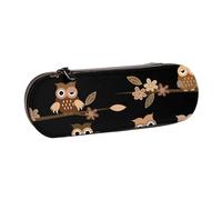 MIJKO Lindos búhos Marrones de Dibujos Animados, Estuche para lápices Estuche para lápices de Cuero de PU Estuche para lápices de Gran Capacidad Estuche para lápices Bolsa de cosméticos