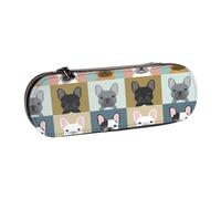 MIJKO Lindos Bulldogs franceses, Estuche para lápices Estuche para lápices de Cuero de PU Estuche para lápices de Gran Capacidad Estuche para lápices Bolsa de cosméticos